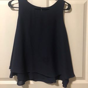 Navy Ruffle Blouse